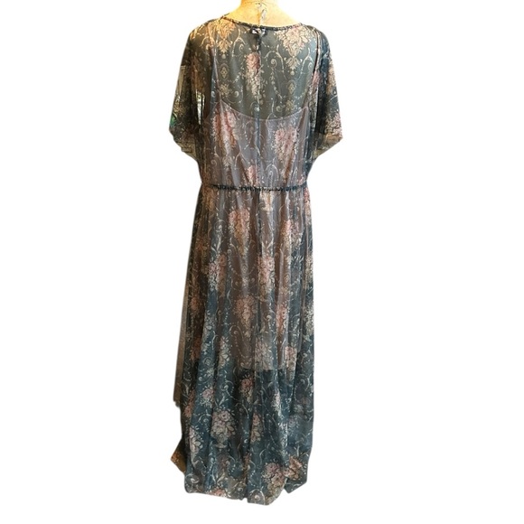 Tolani Sheer Floral Embroidered Maxi Dress With Midi lining in pink Size XL EUC - Picture 2 of 9